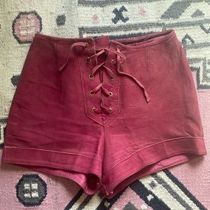 Vintage dark pink/magenta genuine suede shorts